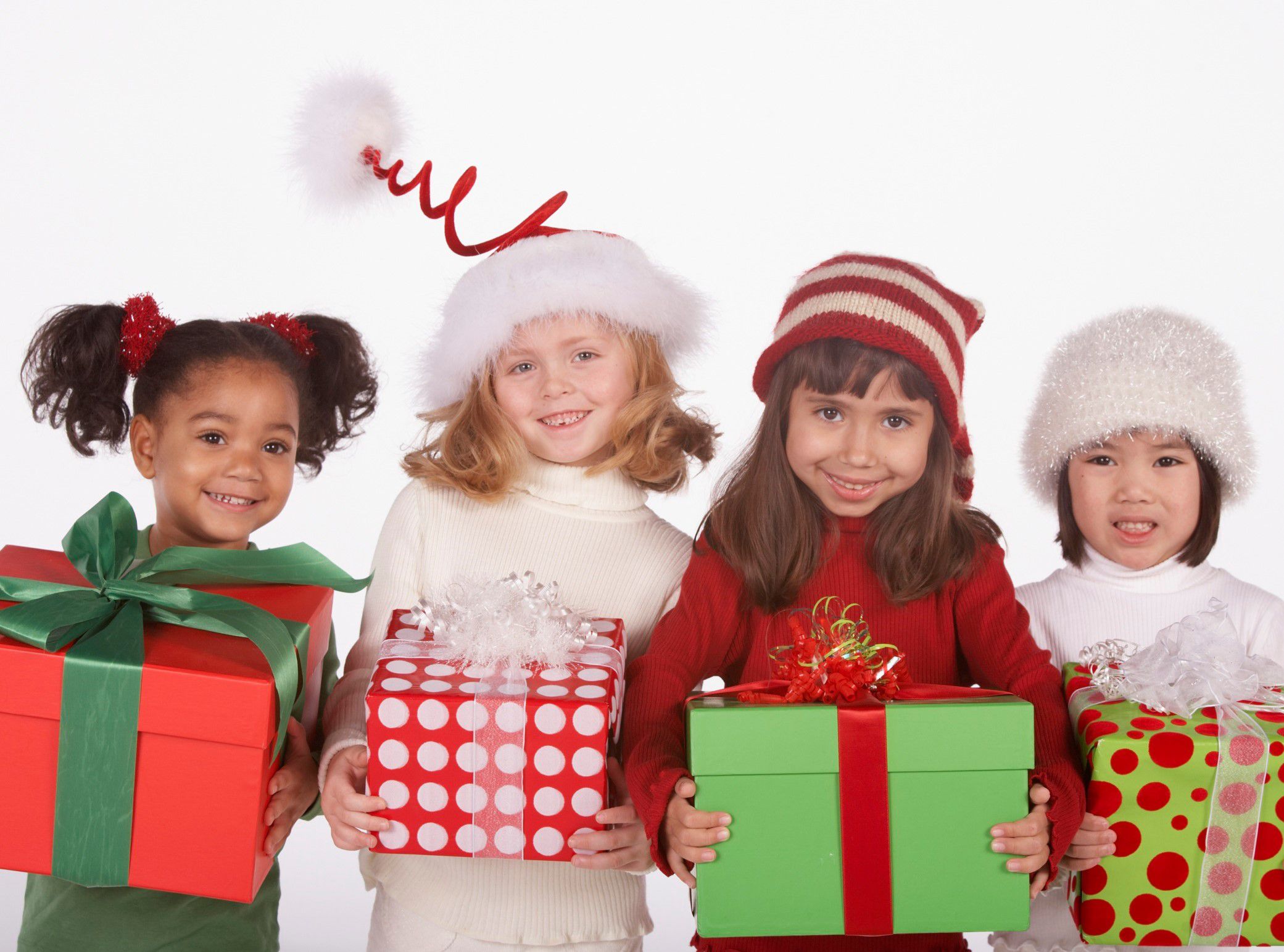 Kids with Christmas gifts
